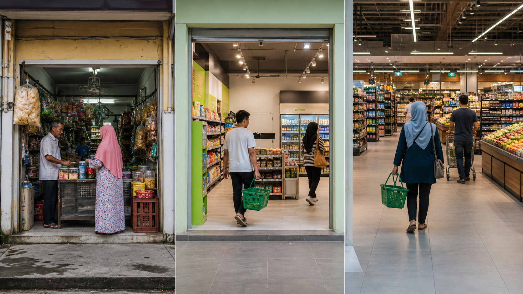 Perbandingan kedai runcit mini market dan pasar raya